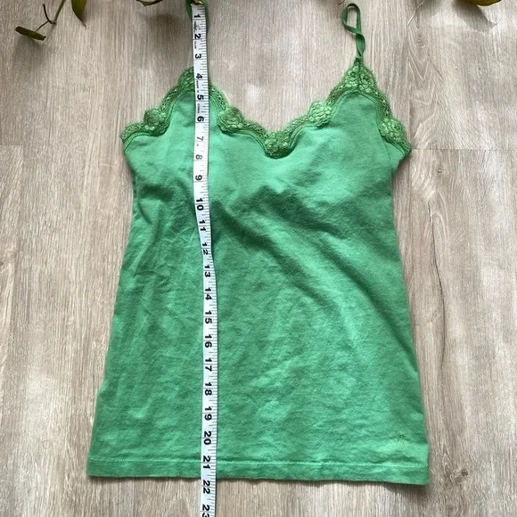 Vintage y2k American Eagle Green Sparkly Lace Trim Camisole Fairycore - Picture 7 of 9